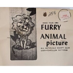 Vintage Mid-Century Make Your Own Furry‎ Animal Picture Craft Kit Lion Wall Art